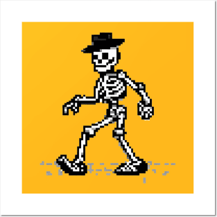 Skeleton moonwalking, Pixel art Posters and Art